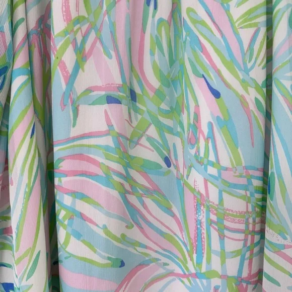 Lilly Pulitzer Silk Marietta Caftan Mini Dress in Salute Print Bell Sleeve Sz M - Picture 12 of 16